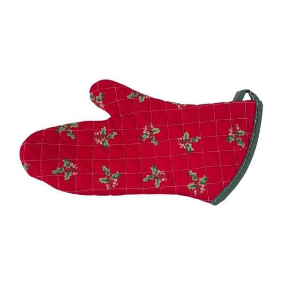 Vintage Christmas Themed Holiday Set of 5 Oven Mitts Pot Holders & Placemat - Picture 6 of 16